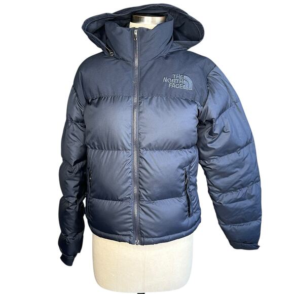 THE NORTH FACE Navy Blue Eco Nuptse Down Puffer Jacket Women's Size Small Winter - Picture 1 of 11